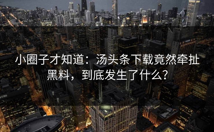 小圈子才知道：汤头条下载竟然牵扯黑料，到底发生了什么？