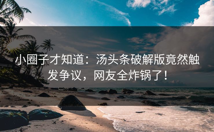 小圈子才知道：汤头条破解版竟然触发争议，网友全炸锅了！