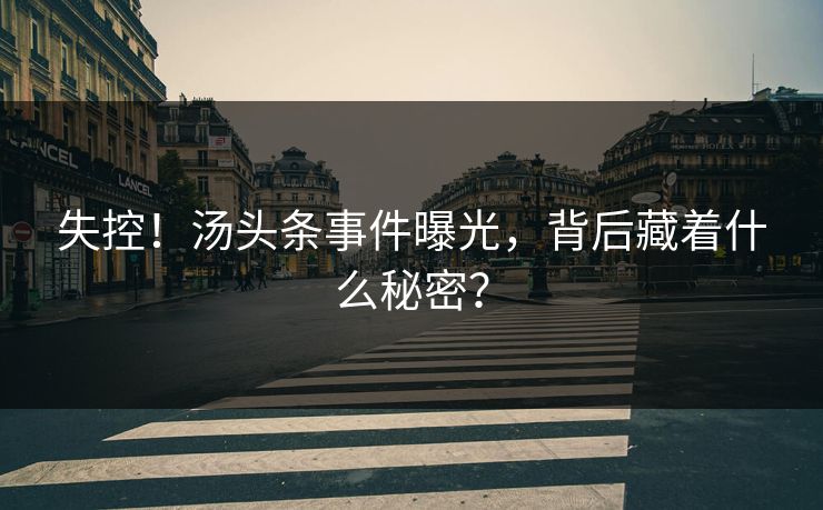 失控！汤头条事件曝光，背后藏着什么秘密？