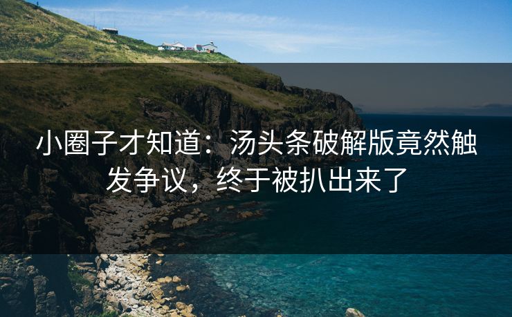 小圈子才知道：汤头条破解版竟然触发争议，终于被扒出来了