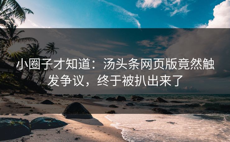 小圈子才知道：汤头条网页版竟然触发争议，终于被扒出来了