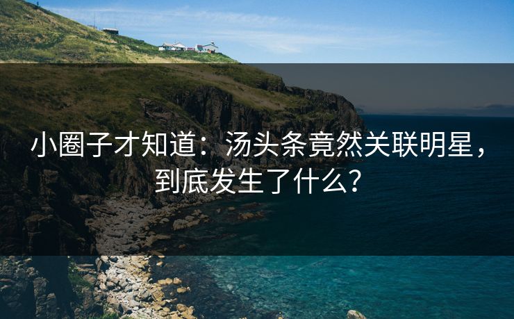 小圈子才知道：汤头条竟然关联明星，到底发生了什么？