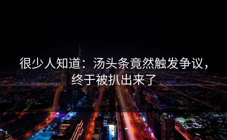 很少人知道：汤头条竟然触发争议，终于被扒出来了