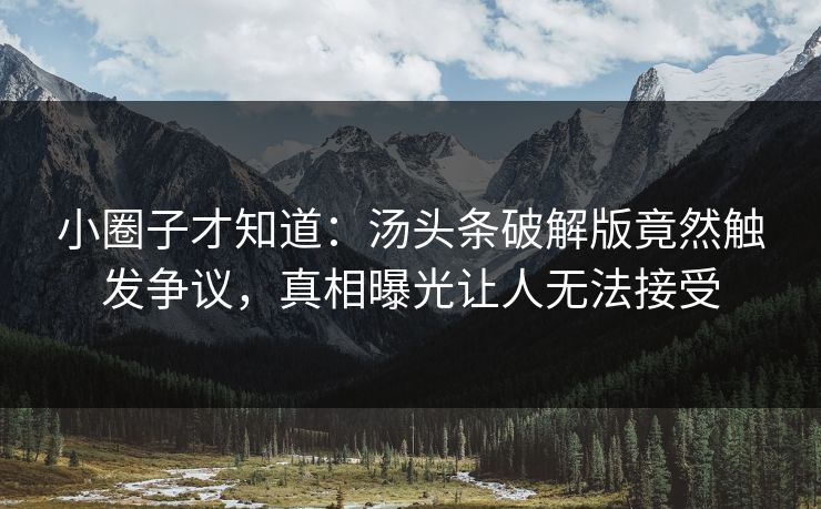 小圈子才知道：汤头条破解版竟然触发争议，真相曝光让人无法接受
