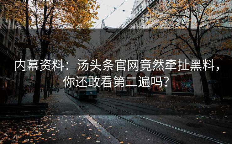 内幕资料：汤头条官网竟然牵扯黑料，你还敢看第二遍吗？