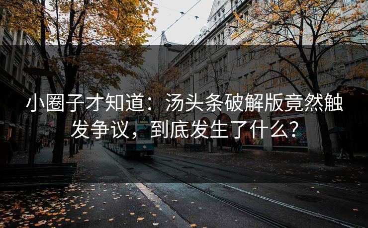 小圈子才知道：汤头条破解版竟然触发争议，到底发生了什么？