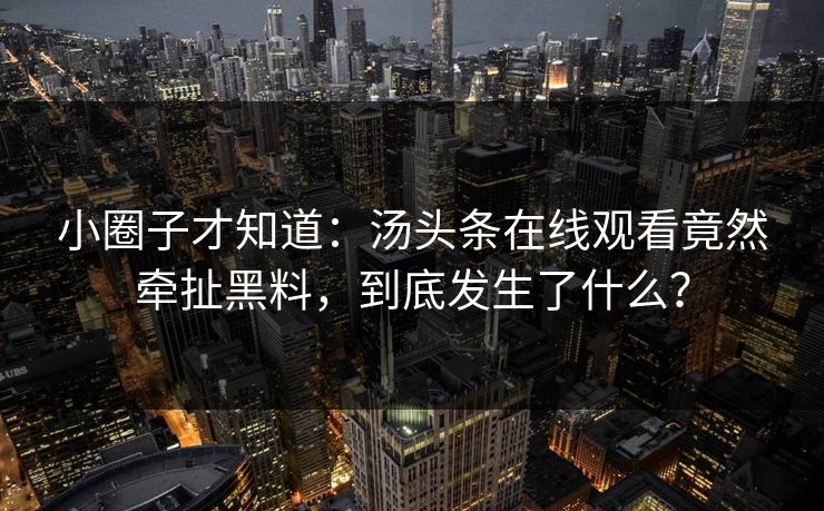 小圈子才知道：汤头条在线观看竟然牵扯黑料，到底发生了什么？