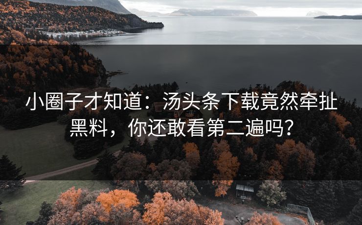 小圈子才知道：汤头条下载竟然牵扯黑料，你还敢看第二遍吗？