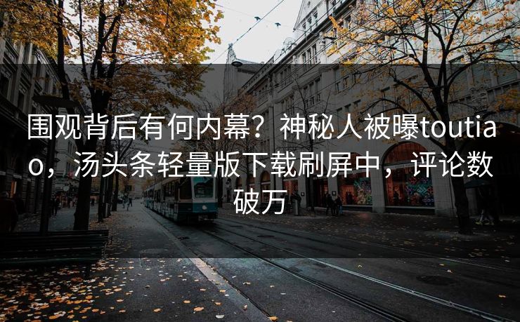 围观背后有何内幕？神秘人被曝toutiao，汤头条轻量版下载刷屏中，评论数破万