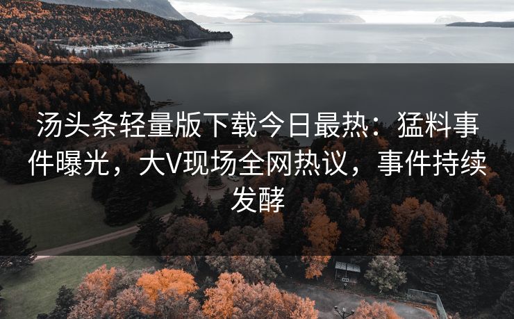 汤头条轻量版下载今日最热：猛料事件曝光，大V现场全网热议，事件持续发酵