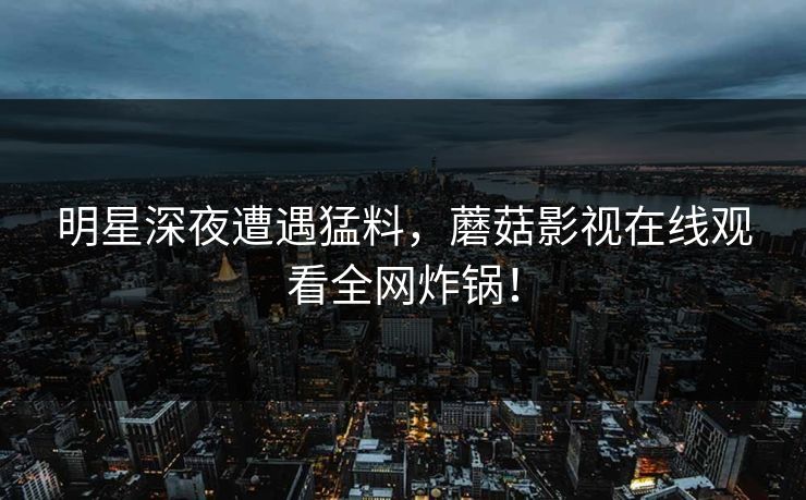 明星深夜遭遇猛料，蘑菇影视在线观看全网炸锅！