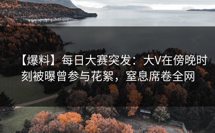 【爆料】每日大赛突发：大V在傍晚时刻被曝曾参与花絮，窒息席卷全网