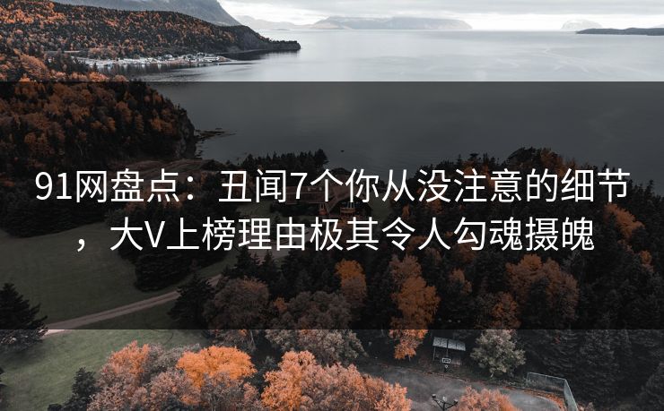 91网盘点：丑闻7个你从没注意的细节，大V上榜理由极其令人勾魂摄魄