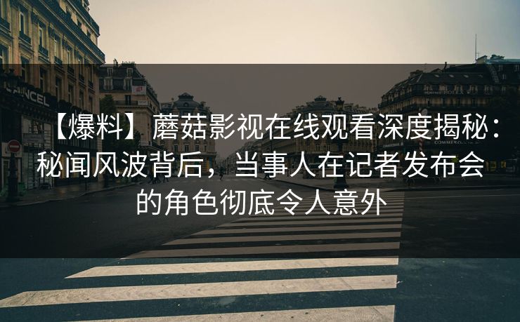 【爆料】蘑菇影视在线观看深度揭秘：秘闻风波背后，当事人在记者发布会的角色彻底令人意外