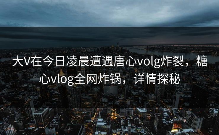 大V在今日凌晨遭遇唐心volg炸裂，糖心vlog全网炸锅，详情探秘